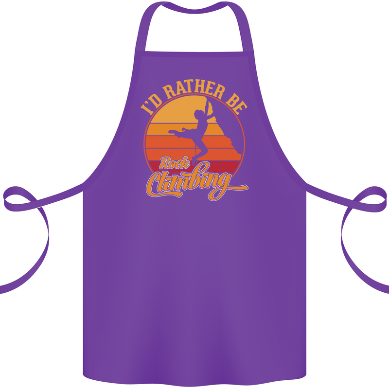 Funny Rock Climbing Climber Cotton Apron 100% Organic Purple