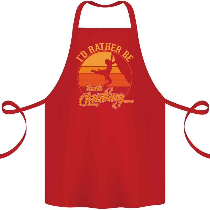 Funny Rock Climbing Climber Cotton Apron 100% Organic Red
