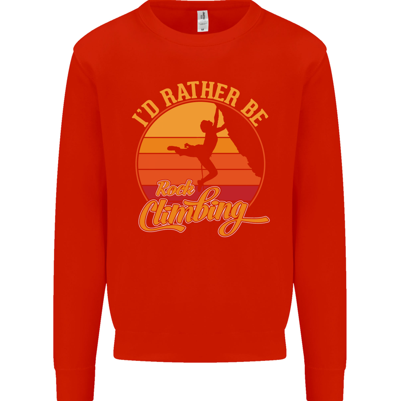 Funny Rock Climbing Climber Kids Sweatshirt Jumper Bright Red