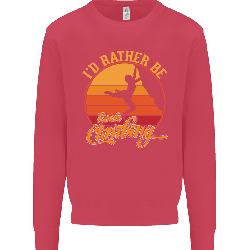 Funny Rock Climbing Climber Kids Sweatshirt Jumper Heliconia