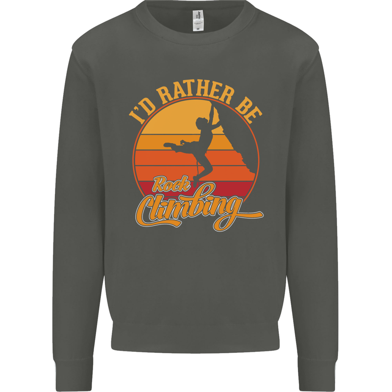 Funny Rock Climbing Climber Kids Sweatshirt Jumper Storm Grey