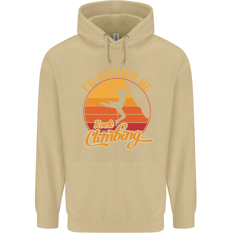 Funny Rock Climbing Climber Mens 80% Cotton Hoodie Sand