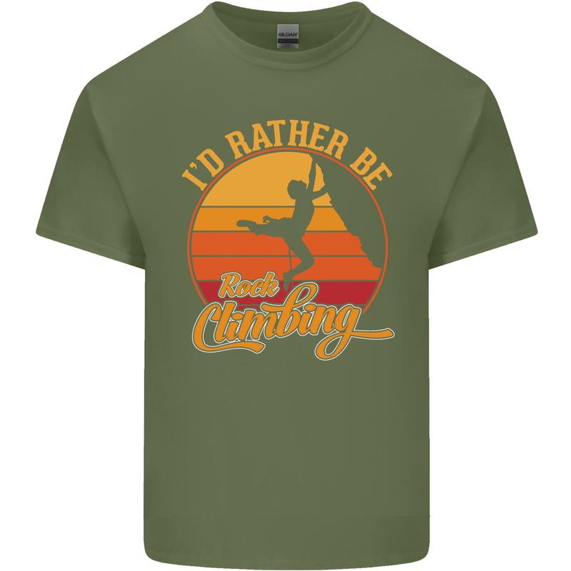 Funny Rock Climbing Climber Mens Cotton T-Shirt Tee Top Military Green