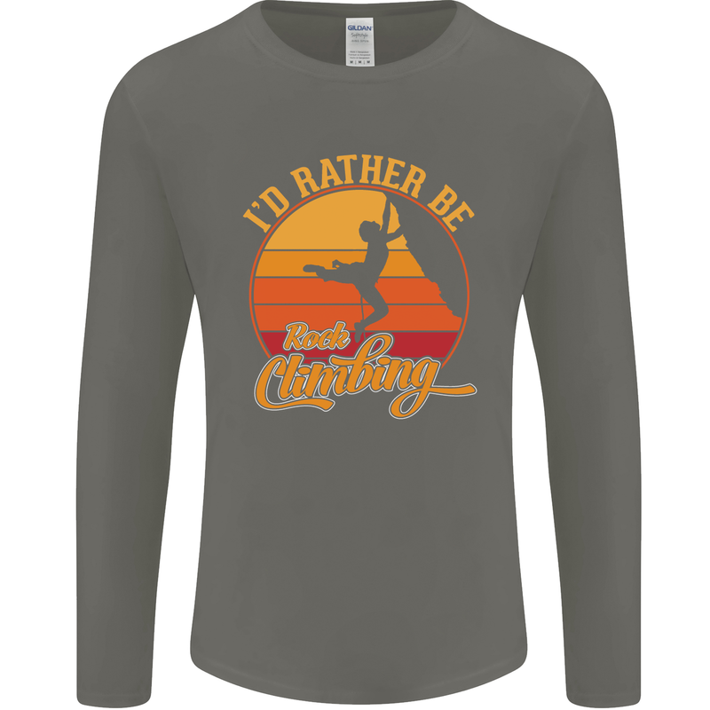 Funny Rock Climbing Climber Mens Long Sleeve T-Shirt Charcoal