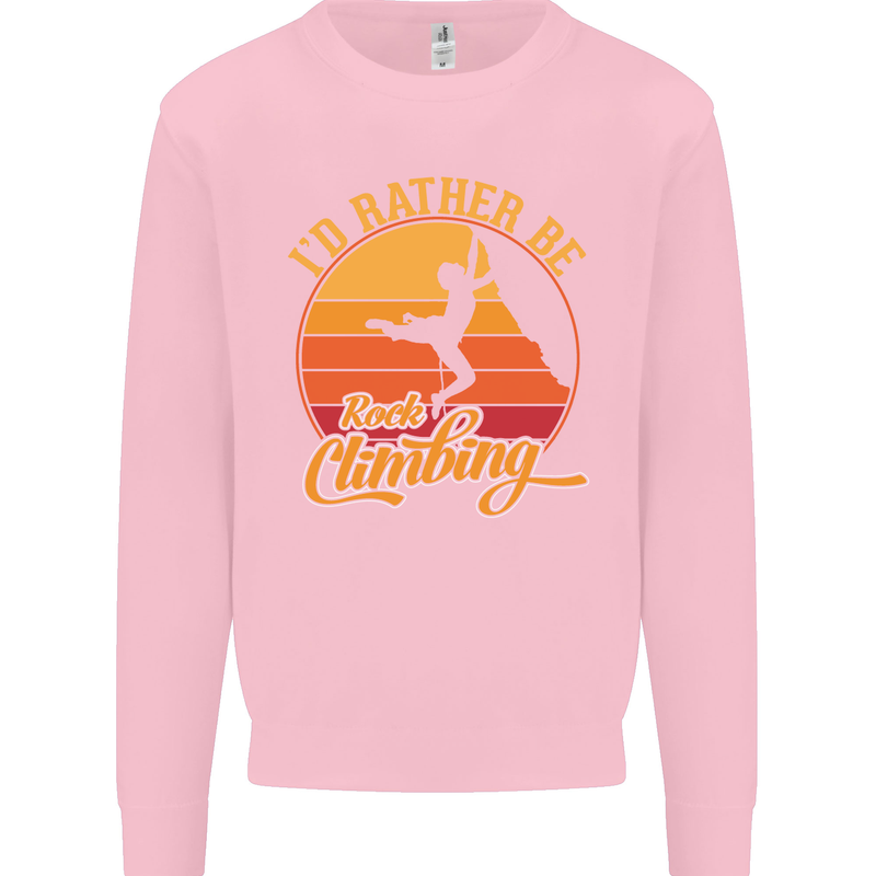 Funny Rock Climbing Climber Mens Sweatshirt Jumper Light Pink
