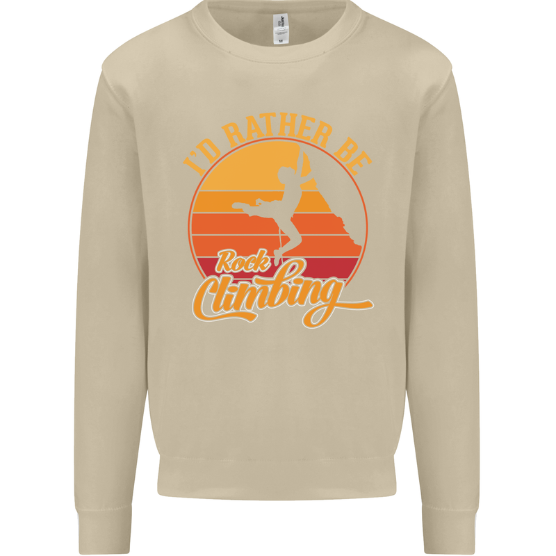 Funny Rock Climbing Climber Mens Sweatshirt Jumper Sand