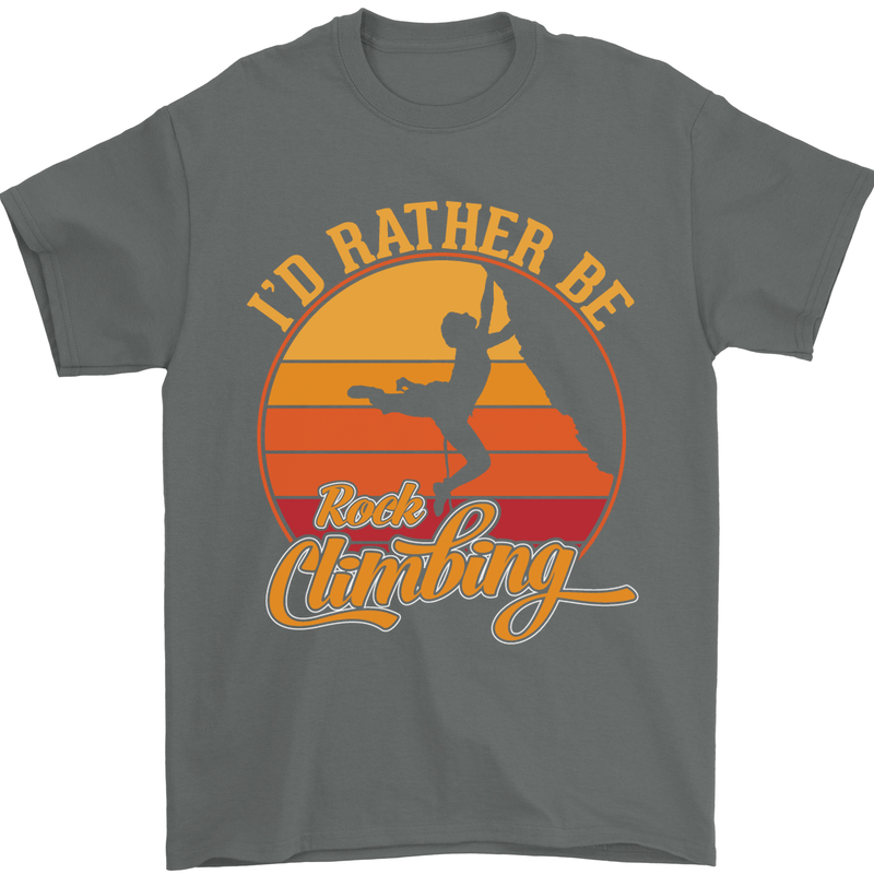 Funny Rock Climbing Climber Mens T-Shirt Cotton Gildan Charcoal
