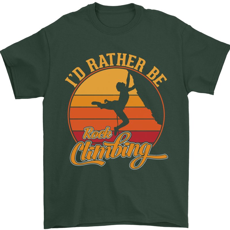 Funny Rock Climbing Climber Mens T-Shirt Cotton Gildan Forest Green