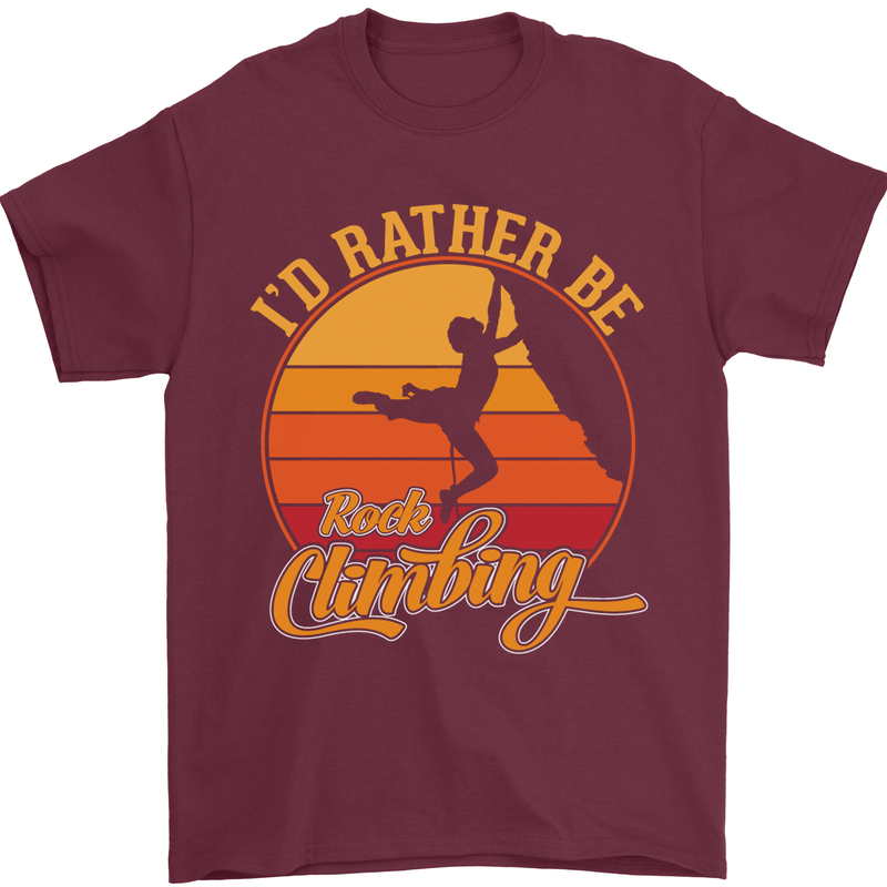 Funny Rock Climbing Climber Mens T-Shirt Cotton Gildan Maroon