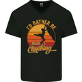 Funny Rock Climbing Climber Mens V-Neck Cotton T-Shirt Black