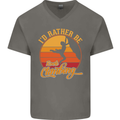 Funny Rock Climbing Climber Mens V-Neck Cotton T-Shirt Charcoal