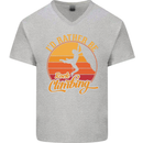 Funny Rock Climbing Climber Mens V-Neck Cotton T-Shirt Sports Grey