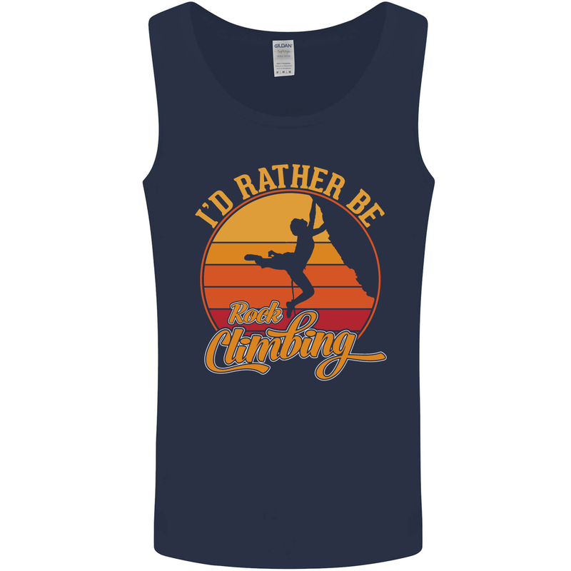 Funny Rock Climbing Climber Mens Vest Tank Top Navy Blue