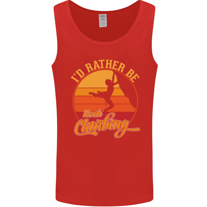 Funny Rock Climbing Climber Mens Vest Tank Top Red