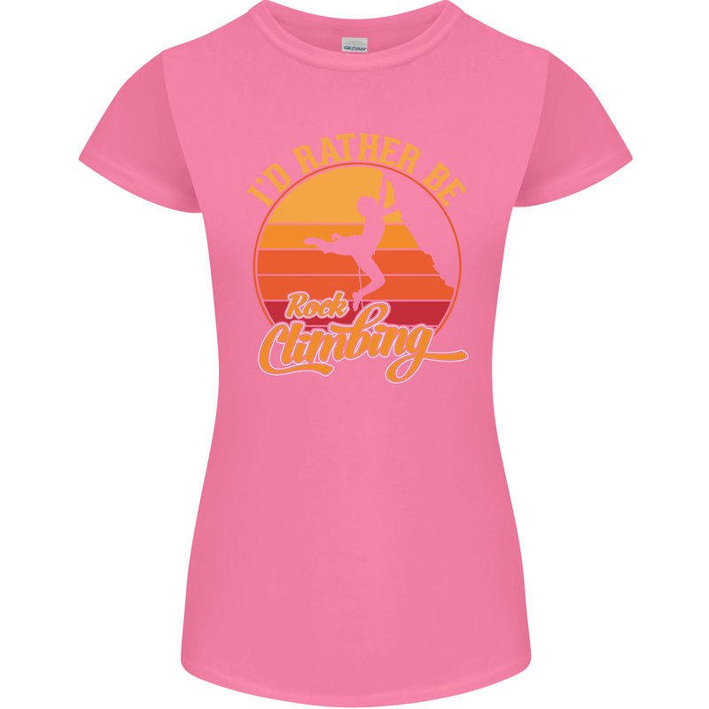 Funny Rock Climbing Climber Womens Petite Cut T-Shirt Azalea