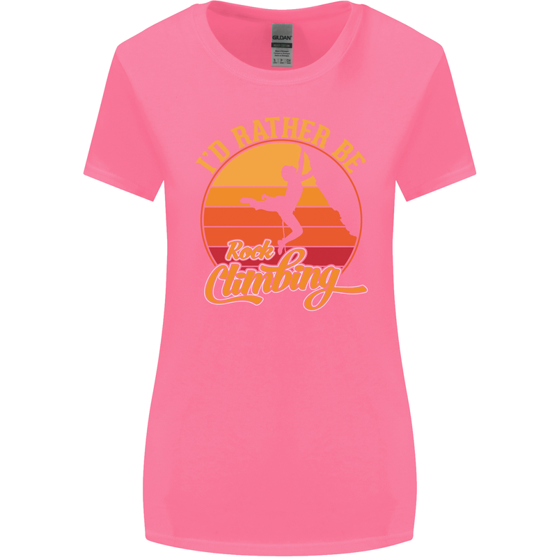 Funny Rock Climbing Climber Womens Wider Cut T-Shirt Azalea