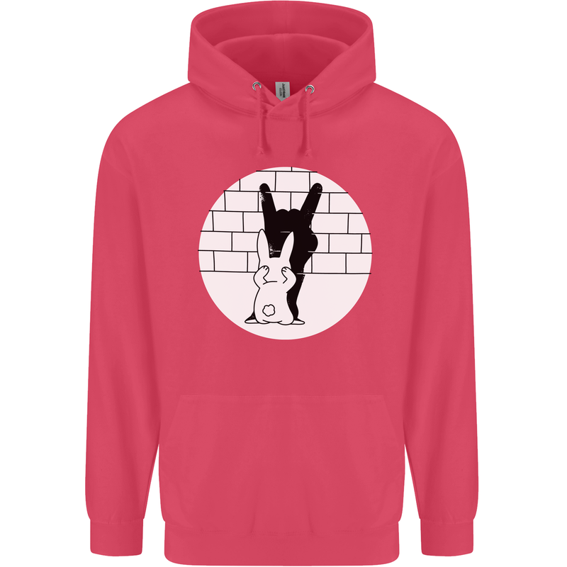 Funny Rock n Roll Salute Rabbit Silhouette Childrens Kids Hoodie Heliconia