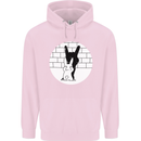 Funny Rock n Roll Salute Rabbit Silhouette Childrens Kids Hoodie Light Pink