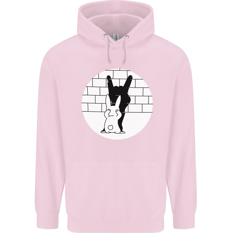Funny Rock n Roll Salute Rabbit Silhouette Childrens Kids Hoodie Light Pink