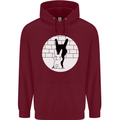 Funny Rock n Roll Salute Rabbit Silhouette Childrens Kids Hoodie Maroon