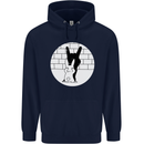 Funny Rock n Roll Salute Rabbit Silhouette Childrens Kids Hoodie Navy Blue