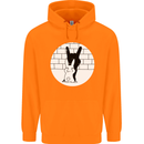 Funny Rock n Roll Salute Rabbit Silhouette Childrens Kids Hoodie Orange