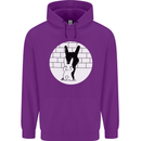 Funny Rock n Roll Salute Rabbit Silhouette Childrens Kids Hoodie Purple