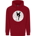 Funny Rock n Roll Salute Rabbit Silhouette Childrens Kids Hoodie Red