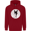 Funny Rock n Roll Salute Rabbit Silhouette Childrens Kids Hoodie Red