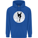 Funny Rock n Roll Salute Rabbit Silhouette Childrens Kids Hoodie Royal Blue