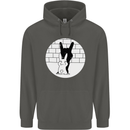 Funny Rock n Roll Salute Rabbit Silhouette Childrens Kids Hoodie Storm Grey