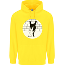 Funny Rock n Roll Salute Rabbit Silhouette Childrens Kids Hoodie Yellow