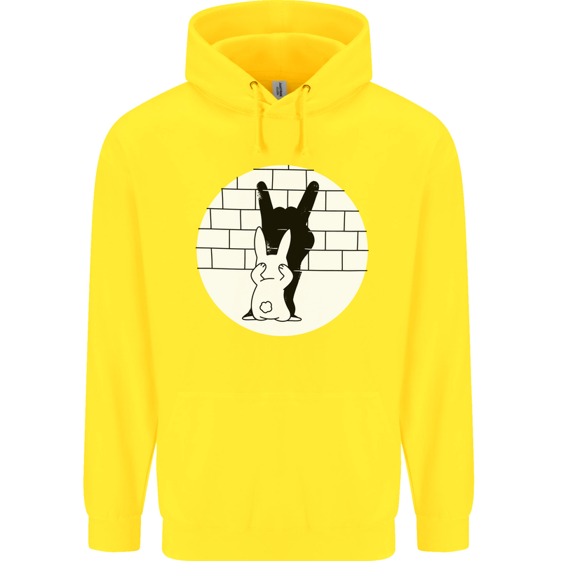 Funny Rock n Roll Salute Rabbit Silhouette Childrens Kids Hoodie Yellow