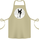 Funny Rock n Roll Salute Rabbit Silhouette Cotton Apron 100% Organic Khaki