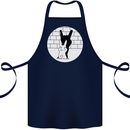 Funny Rock n Roll Salute Rabbit Silhouette Cotton Apron 100% Organic Navy Blue