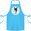 Funny Rock n Roll Salute Rabbit Silhouette Cotton Apron 100% Organic Turquoise