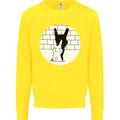 Funny Rock n Roll Salute Rabbit Silhouette Kids Sweatshirt Jumper Yellow