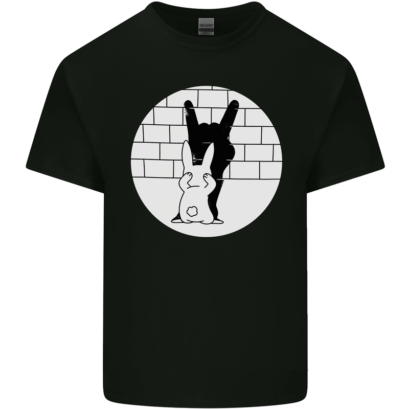 Funny Rock n Roll Salute Rabbit Silhouette Kids T-Shirt Childrens Black