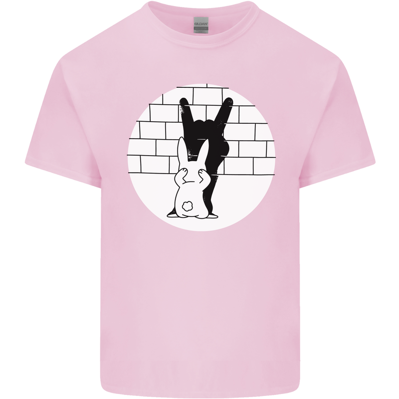 Funny Rock n Roll Salute Rabbit Silhouette Kids T-Shirt Childrens Light Pink