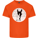 Funny Rock n Roll Salute Rabbit Silhouette Kids T-Shirt Childrens Orange