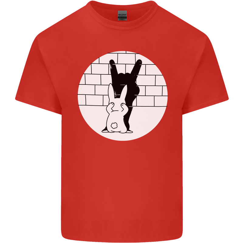 Funny Rock n Roll Salute Rabbit Silhouette Kids T-Shirt Childrens Red