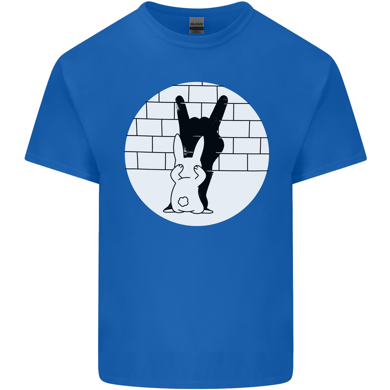 Funny Rock n Roll Salute Rabbit Silhouette Kids T-Shirt Childrens Royal Blue