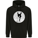 Funny Rock n Roll Salute Rabbit Silhouette Mens 80% Cotton Hoodie Black