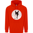 Funny Rock n Roll Salute Rabbit Silhouette Mens 80% Cotton Hoodie Bright Red