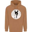 Funny Rock n Roll Salute Rabbit Silhouette Mens 80% Cotton Hoodie Caramel Latte