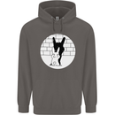 Funny Rock n Roll Salute Rabbit Silhouette Mens 80% Cotton Hoodie Charcoal