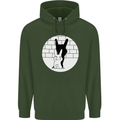 Funny Rock n Roll Salute Rabbit Silhouette Mens 80% Cotton Hoodie Forest Green