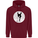 Funny Rock n Roll Salute Rabbit Silhouette Mens 80% Cotton Hoodie Maroon
