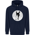 Funny Rock n Roll Salute Rabbit Silhouette Mens 80% Cotton Hoodie Navy Blue