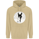 Funny Rock n Roll Salute Rabbit Silhouette Mens 80% Cotton Hoodie Sand